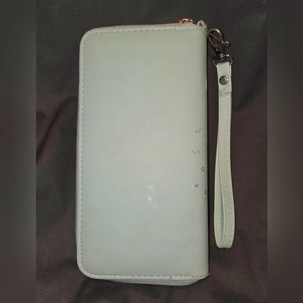 Claire's Mint Green Zip-Around Wristlet With A Sparkling Eiffel Tower Emblem